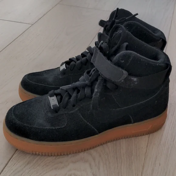 Nike Shoes Nike Air Force Black Suede Gum Bottom Hi Poshmark